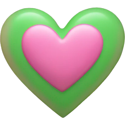 pink and green heart  emoji