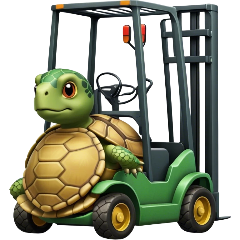 strong turtle driving a standup forklift emoji