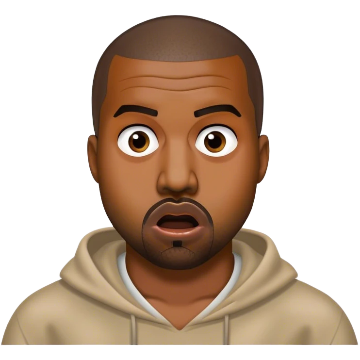 kanye west, extremely surprised and shocked  emoji
