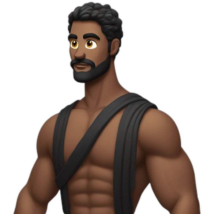 Homme noir musclé qui fait la pose d’un dieu grec  emoji