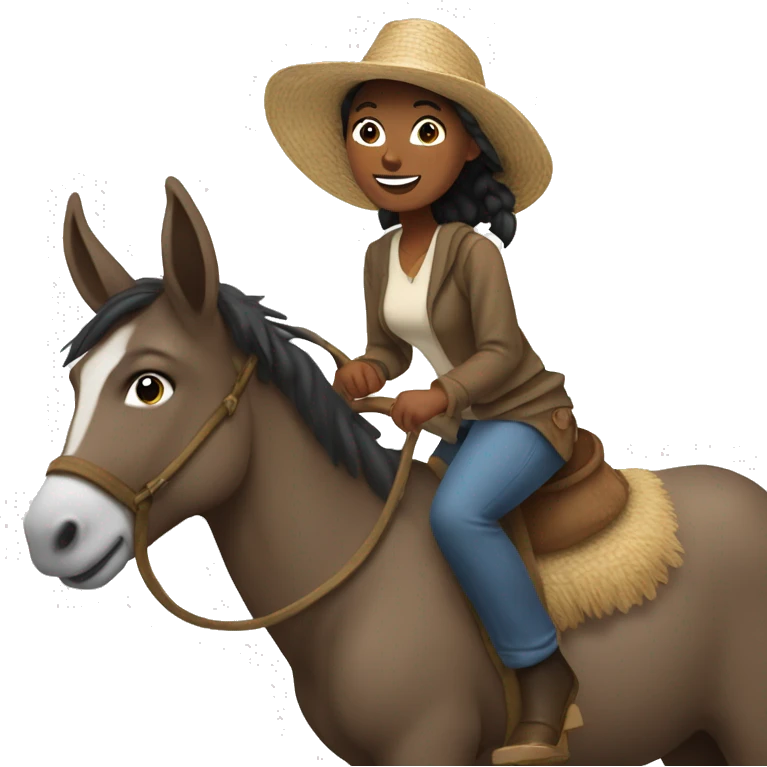 Janina riding a donkey emoji