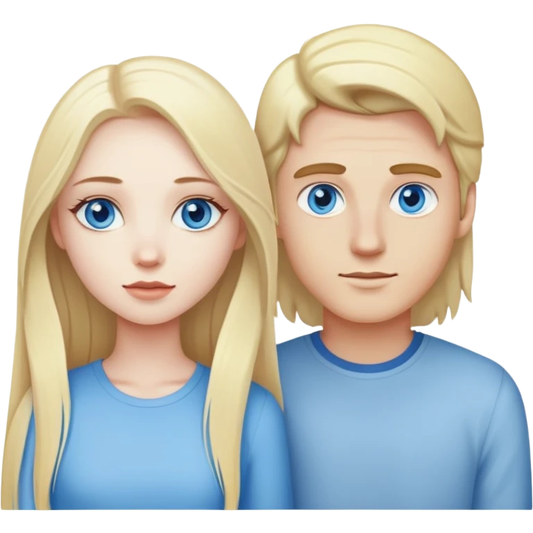 pretty woman with pale skin and who has BLUE eyes very long blonde hair with her boyfriend  emoji