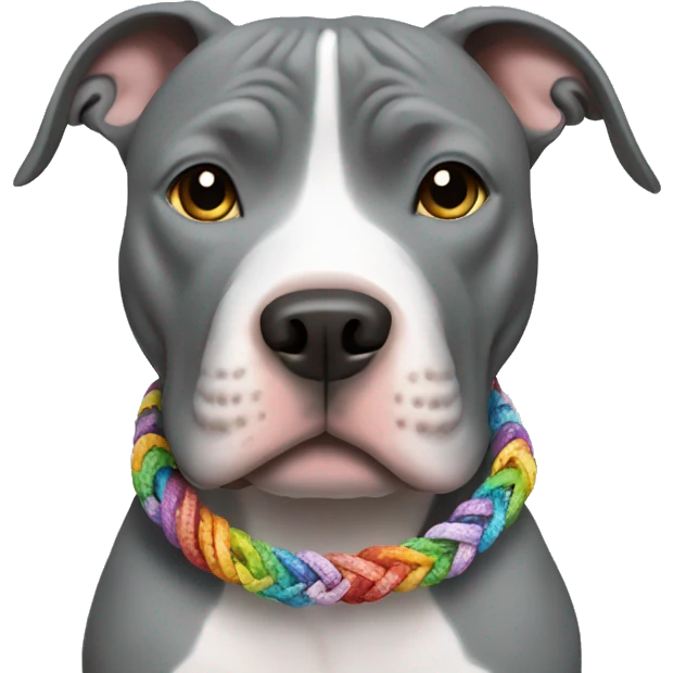 gray pitbull wearing a friendship bracelet  emoji