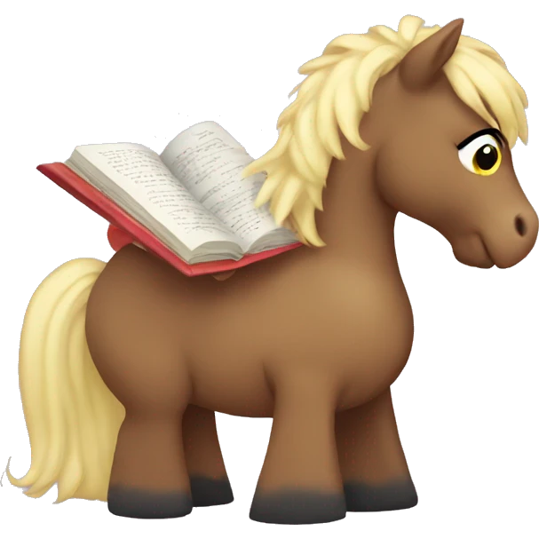 pony reading book emoji