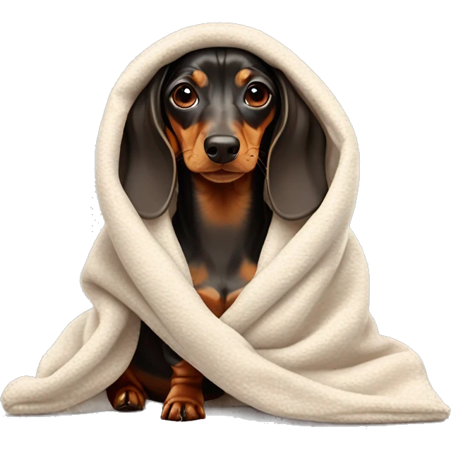 Dachshund ￼wrapped in warm blanket  emoji