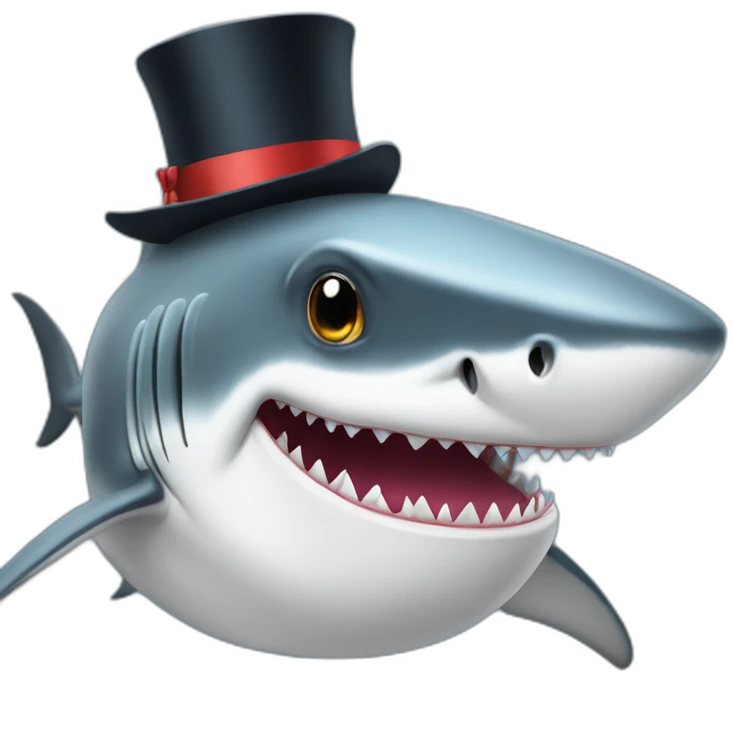 Shark with a top hat emoji