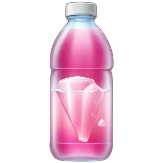 cristaline little plastic bottle with pink drink and ice cubes emoji