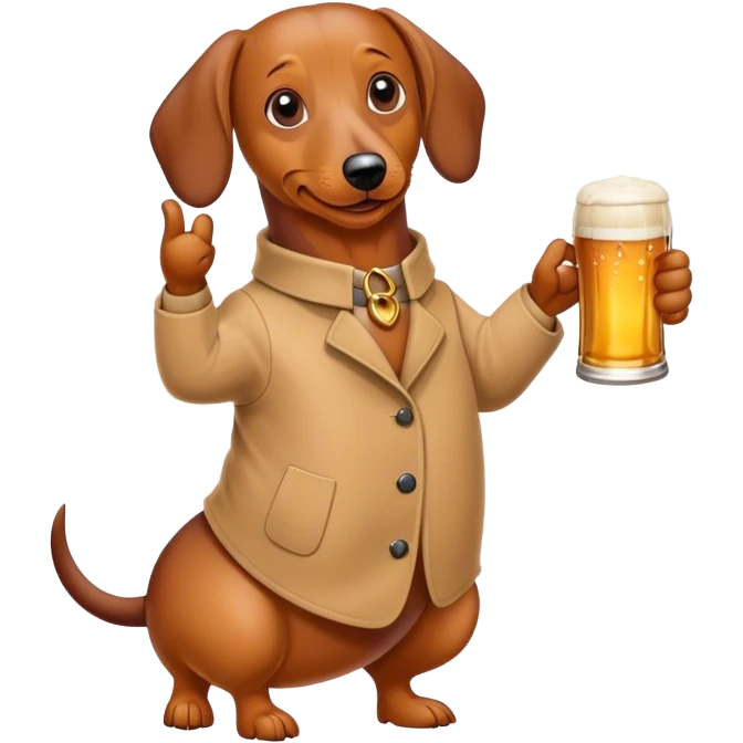 Wiener dog holding a beer emoji