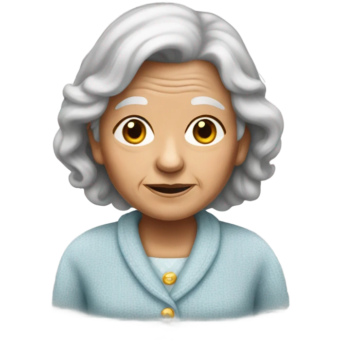 Old lady with long brown hair in pajamas and a sweater  emoji
