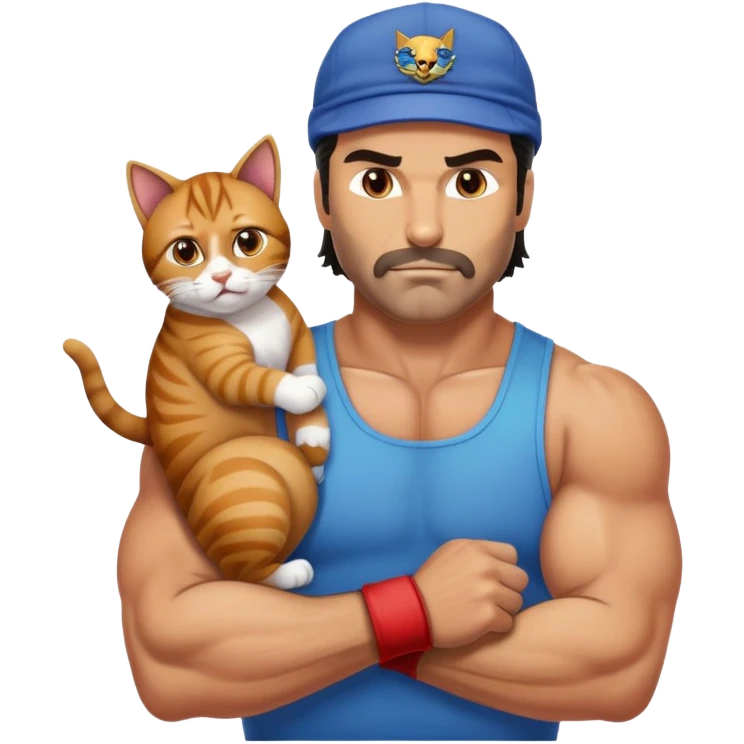Razor Ramon wrestler from WWF defeating a cat wearing a cap emoji