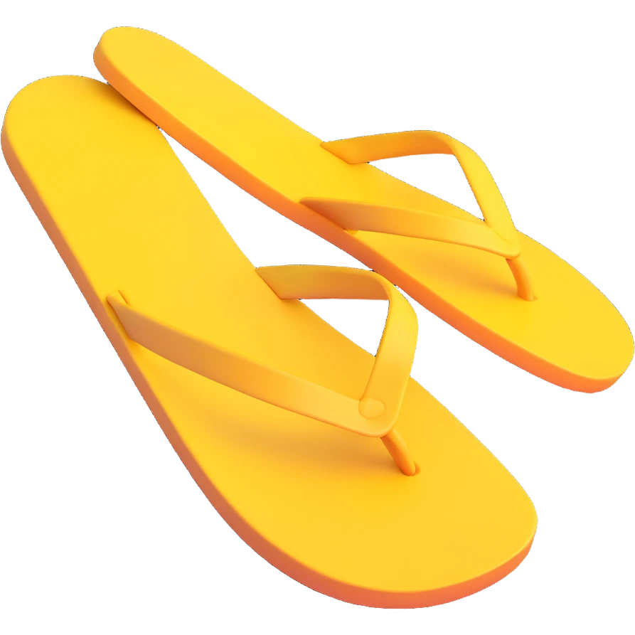 Basic sandal sole with minimal detail, 3D iPhone emoji style, matching the angle of the reference image, viewed from the bottom. emoji