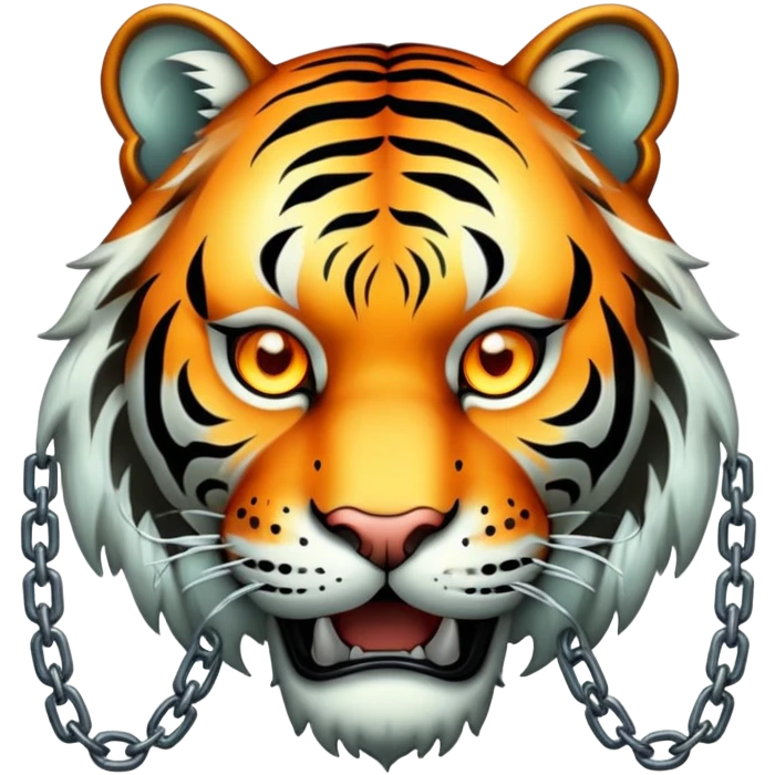 ghost tiger face transparent with chains and eerie glow for Twitch emote emoji
