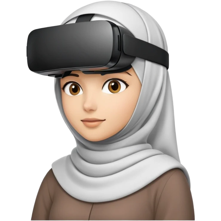girl with hijab computer science engineer working with virtual reality metaverse technology emoji