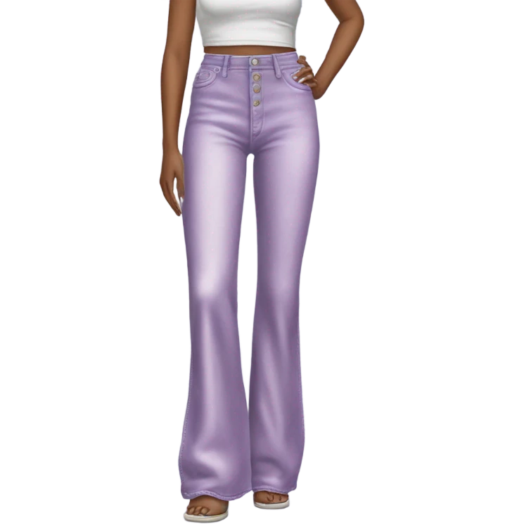 Realistic long Wide leg high waisted lilac velour jeans, isolated emoji