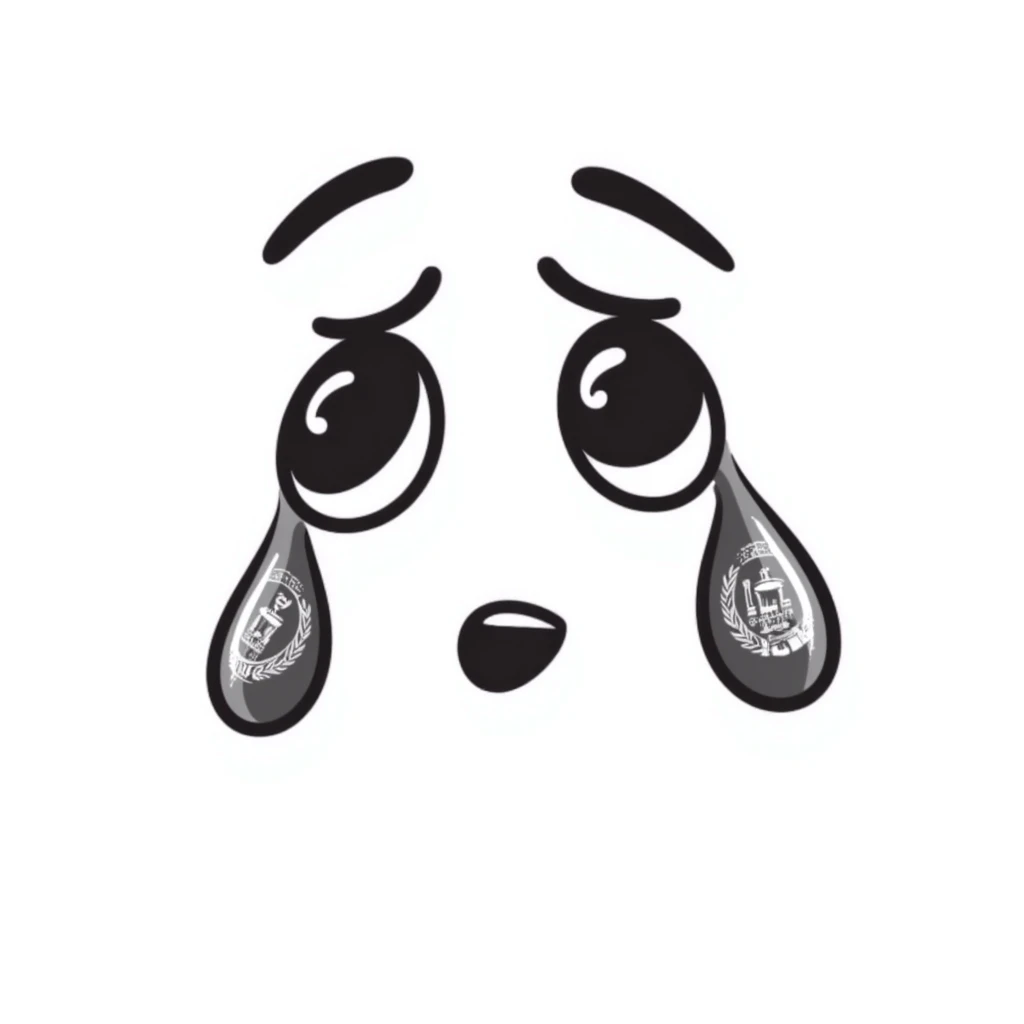 hand-drawn doodle of a crying emoji with Afghanistan flag emoji