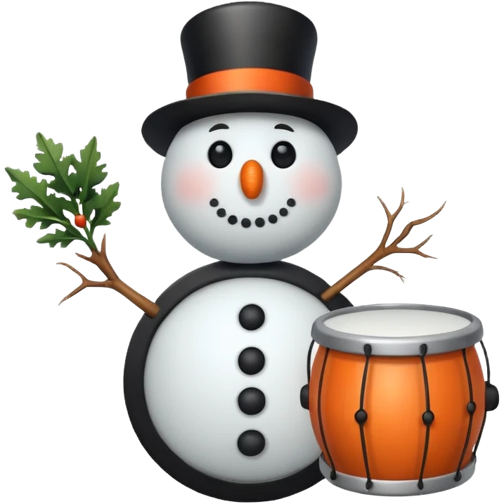 Snowman with Musical Instrument drum emoji