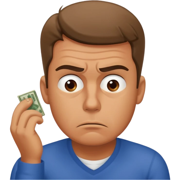 frustrated man thinking about money emoji