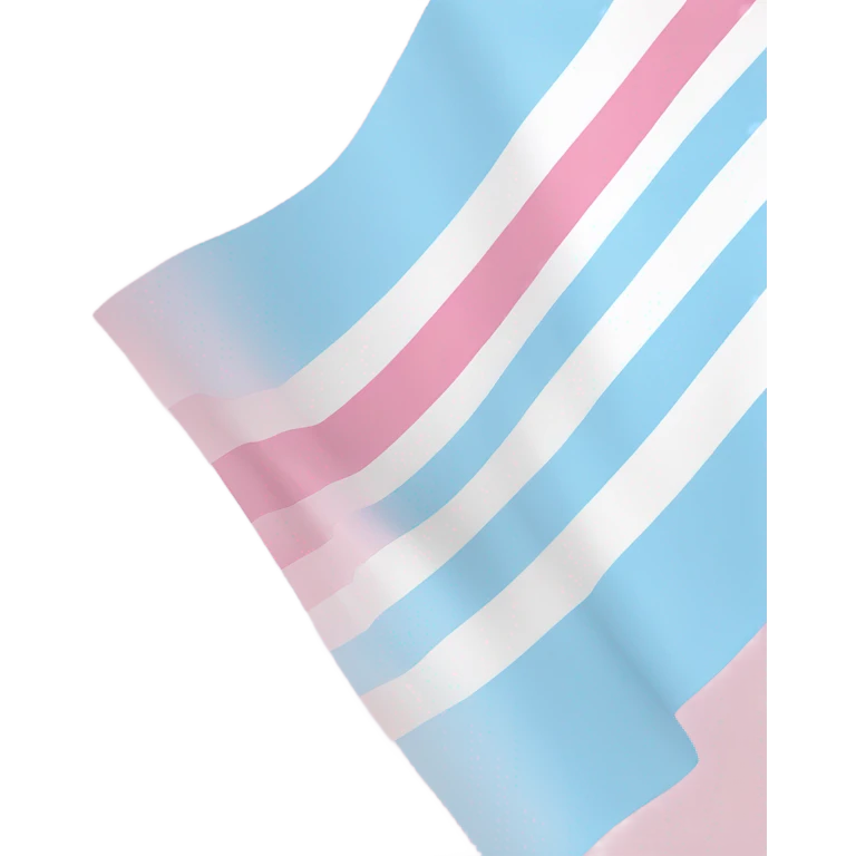 transgender pride flag with five horizontal stripes: light blue, pink, white, pink, and light blue emoji