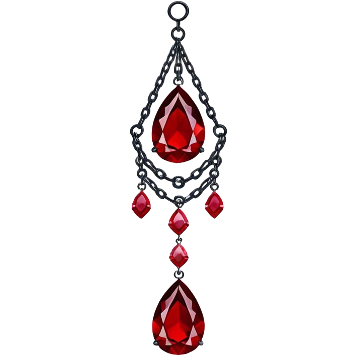 Epic Hanging suncatcher, chains with shiny sparkly with ruby-gemstones and obsidian-gemstones,  emoji