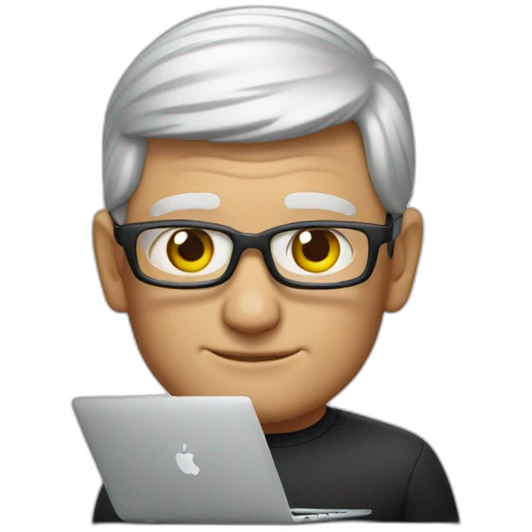 tim cook with macbook pro emoji