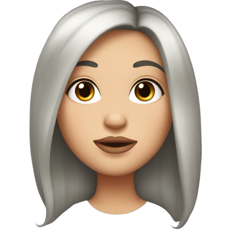 White girl with black thick waxy hair, middle hair parting and juicy lips emoji