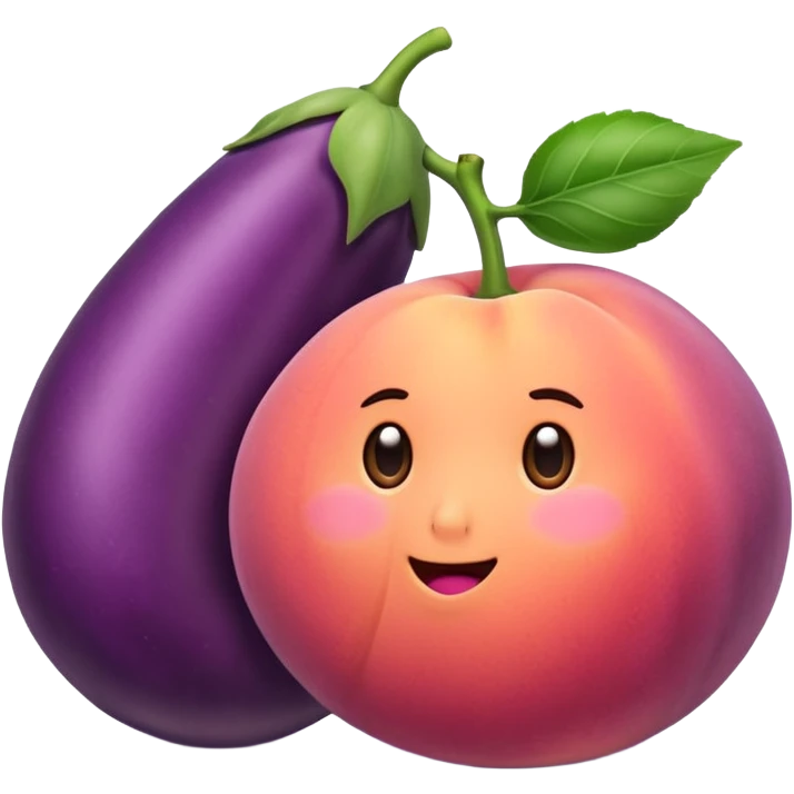 Peach with eggplant between emoji