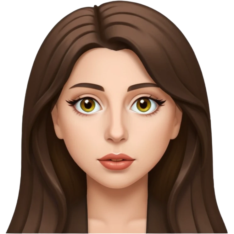 Lady Gaga with hazel eyes, long brunette hair emoji