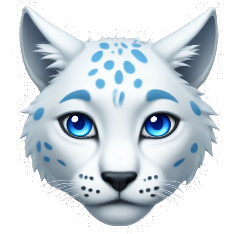 white lynx face with blue eyes emoji