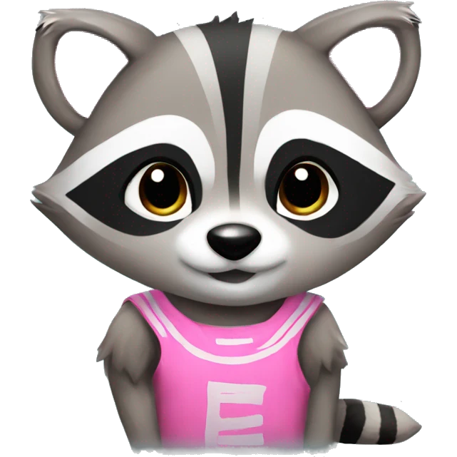 A cute raccoon wearing a pink boy  emoji