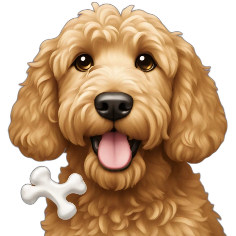 Goldendoodle with bone emoji