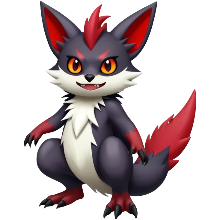 Vampiric feral emo dark Zangoose-Litten-Noibat-Fakémon-hybrid-creature (full body) emoji