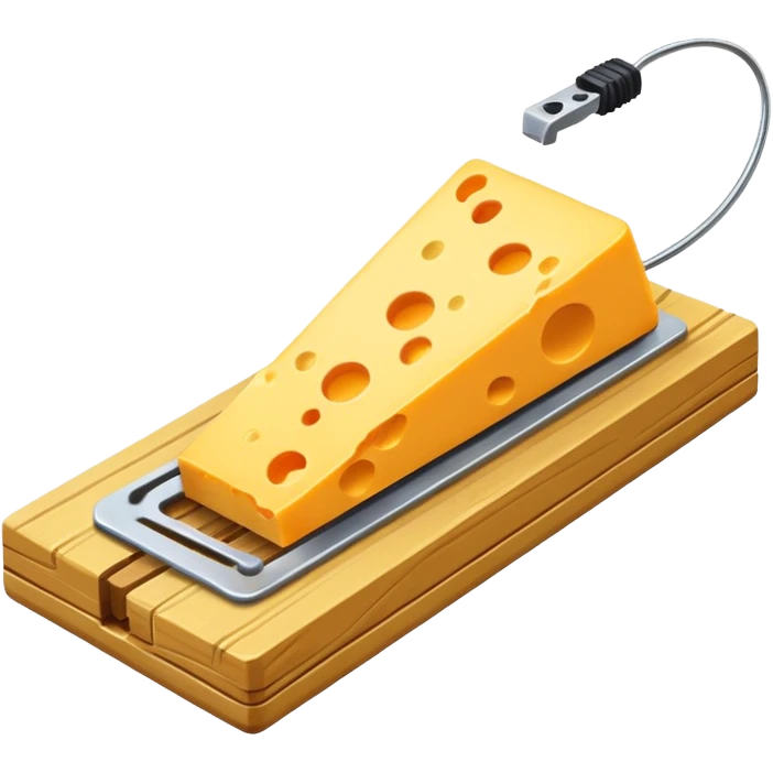 a mousetrap with a small piece of cheese emoji