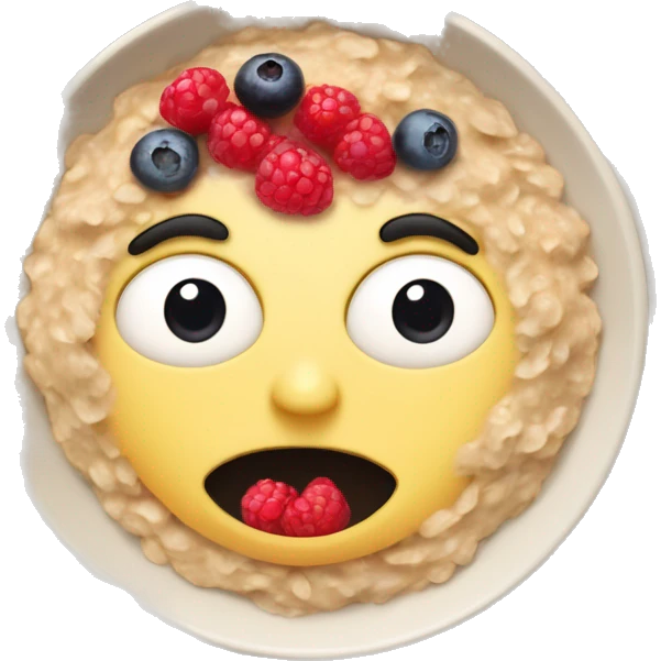 oatmeal with berries in a plate without a face emoji