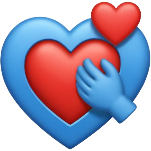 Mitad corazón azul fuerte y mitad de corazón rojo  emoji