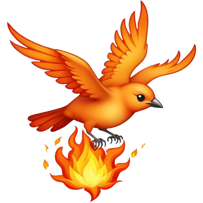 A flying nightingale on fire emoji