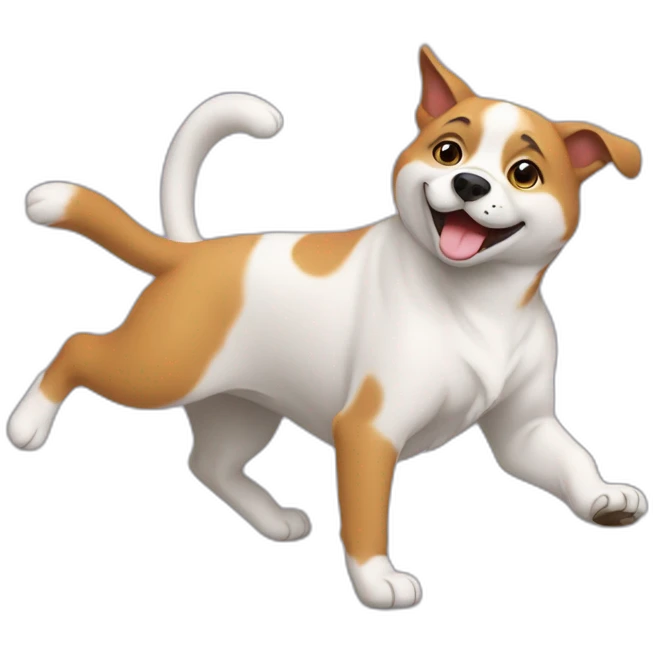 Un chien qui danse avec un chat emoji