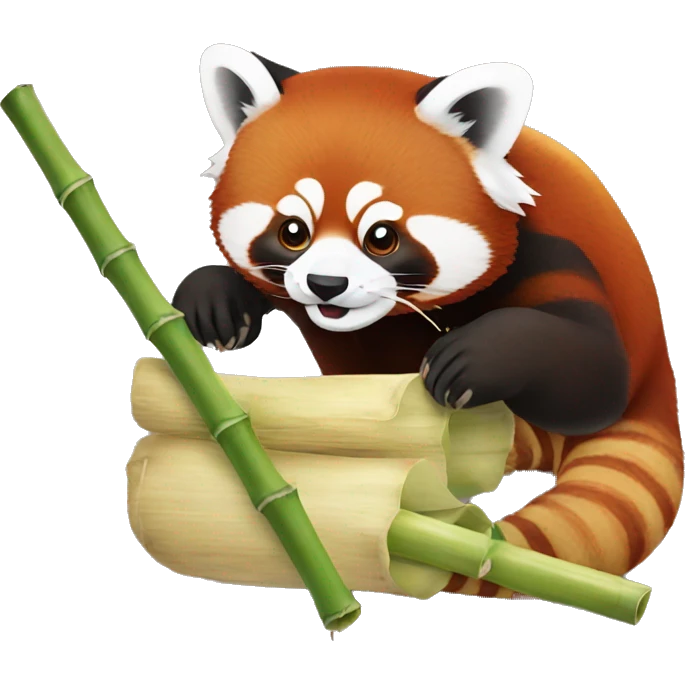 Red panda eating bamboo emoji