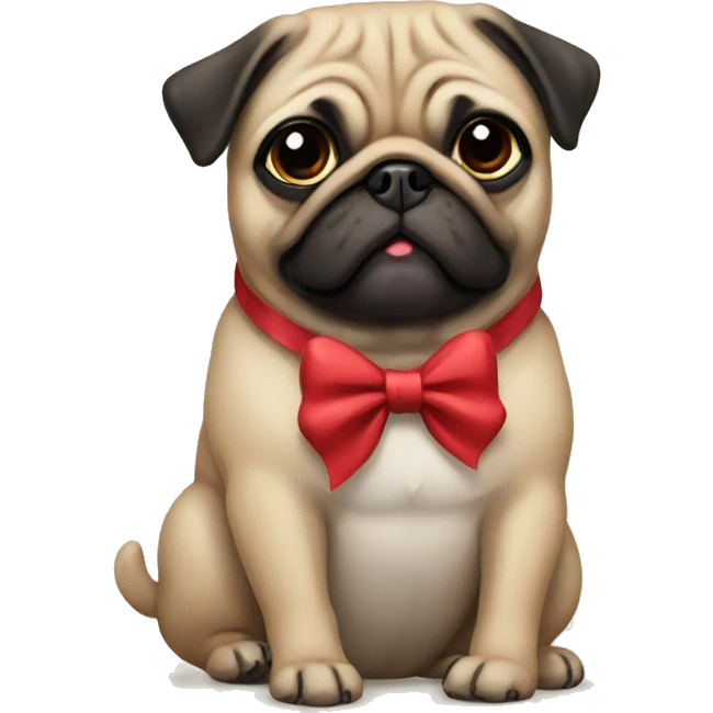 Pug wearing a bow emoji