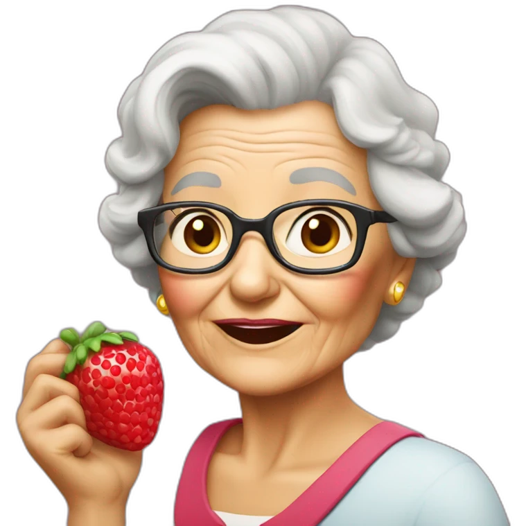 grandma with a big stamberry diamond emoji