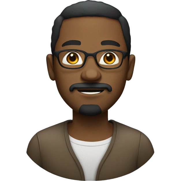 black man with glasses, mustache and goatee emoji
