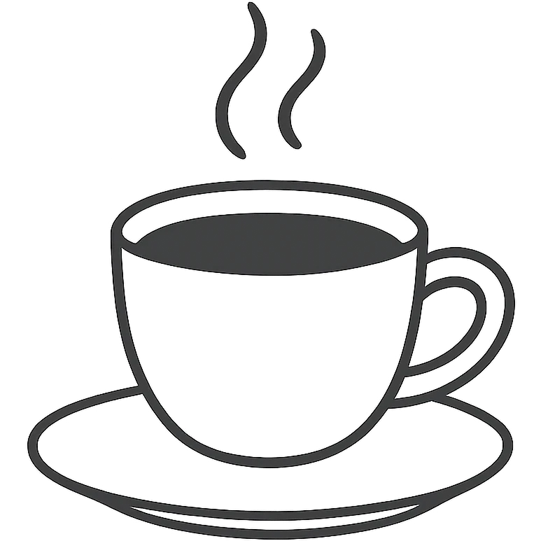 A hot coffee cup with steam rising, minimalist design with smooth lines and subtle details, coffee shop illustration emoji