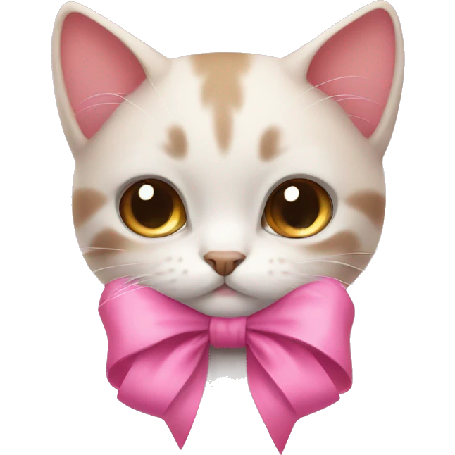 Pink Bow on Cute Cat emoji