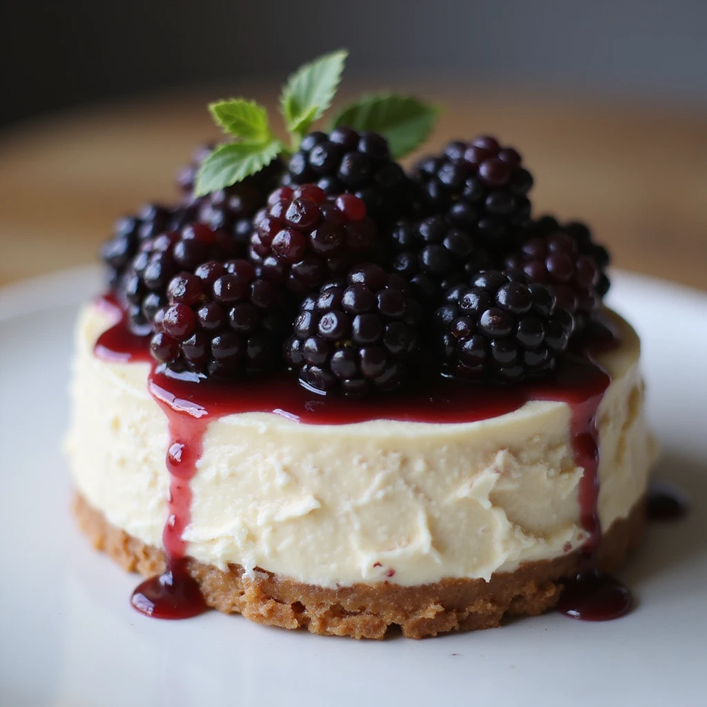 realistic cheesecake with fresh blackberries emoji