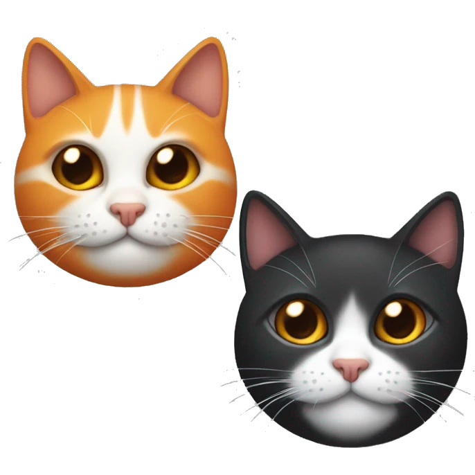 Gato negro y gato naranja abrazados emoji