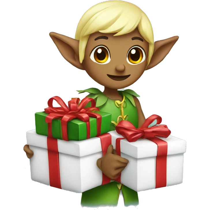 rose elf with presents  emoji
