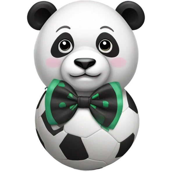 Panda balancing on ball wearing a bow tie emoji