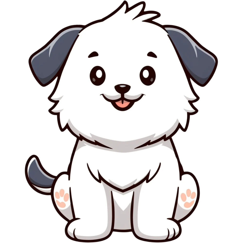 cartoon Maltese puppy giving a thumbs up, cheerful expression emoji