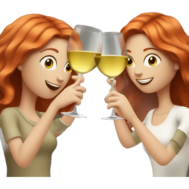 two girls with red hair toasting with white wine emoji