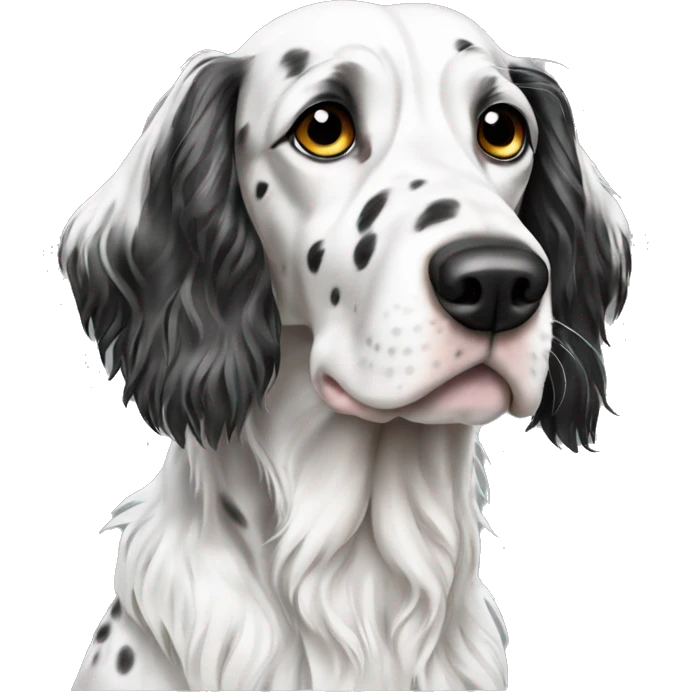 English setter dog black and white emoji