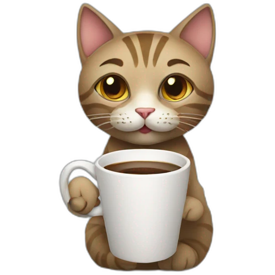 Cat holding cup of coffee emoji